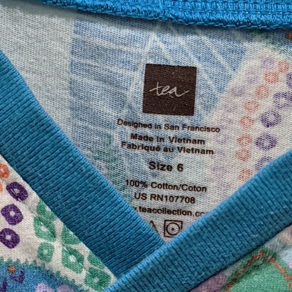 Tea Collection Blue Green Purple Floral Sleevless Spring Summer Dress Size 6 - Picture 5 of 5